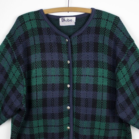 Vintage 90s Plaid Cardigan with Pockets Size Large - Picture 2 of 10